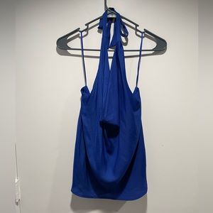XL Royal Blue Dolan Cowl Neck Halter (from Anthropologie)